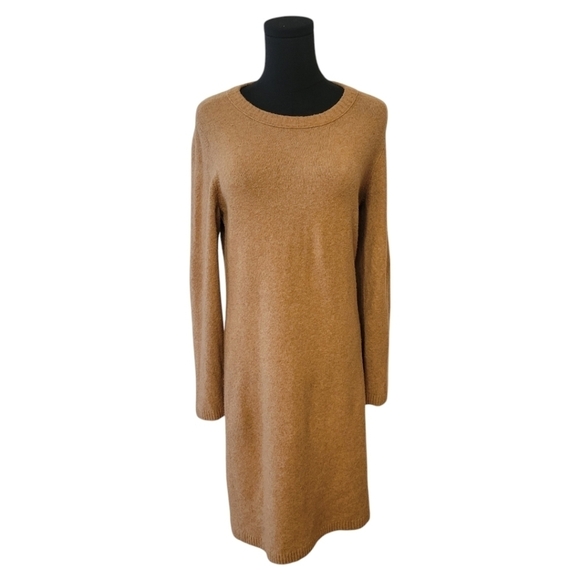 J. Crew Tan Crewneck Sweater Dress Size Medium - Picture 2 of 5